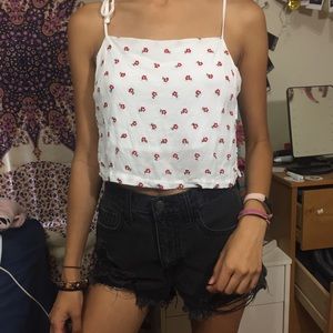 Brandy Melville White Floral Dena Tank Top